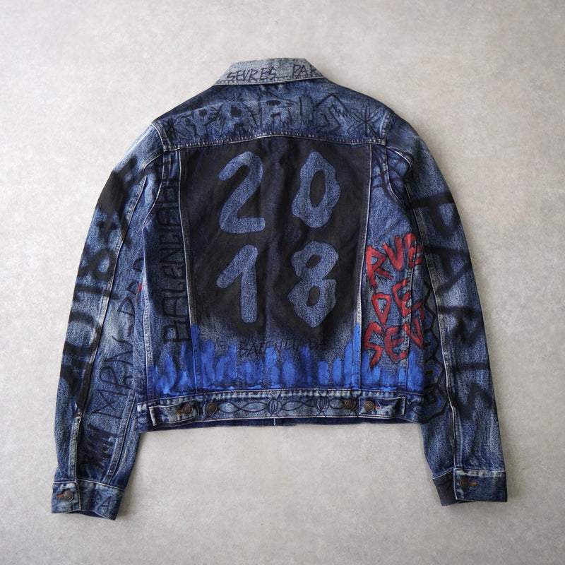 BALENCIAGA 2018AW Graffiti Denim Jacket - NEWSED