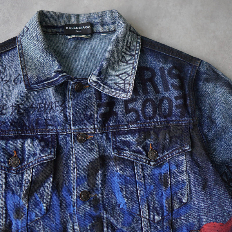 BALENCIAGA 2018AW Graffiti Denim Jacket - NEWSED