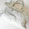 BALENCIAGA 巨型工装皮革手袋（白灰色）