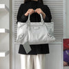 BALENCIAGA 巨型工装皮革手袋（白灰色）