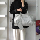 BALENCIAGA バレンシアガ ジャイアントワーク レザー ハンドバッグ ホワイトグレー - NEWSED