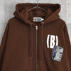 アベイシングエイプ (B)APE SOUNDS LOGO ZIP HOODIE プリント パーカー ブラウン