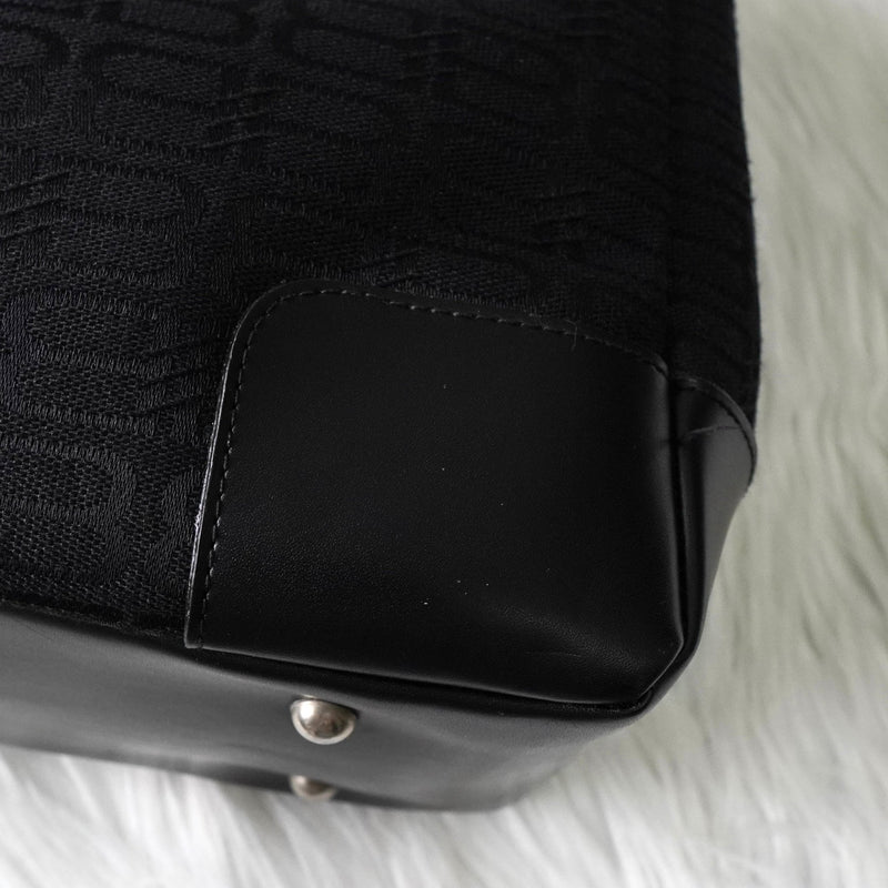 バレンシアガ BBロゴ キャンバス / レザー ハンドバッグ ブラック - NEWSED