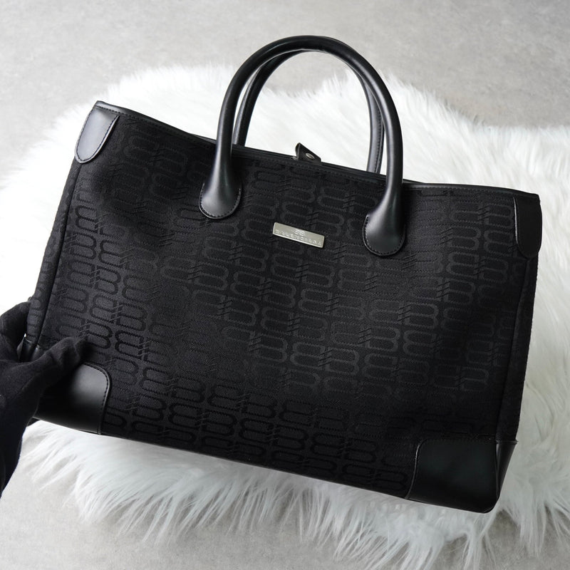 バレンシアガ BBロゴ キャンバス / レザー ハンドバッグ ブラック - NEWSED