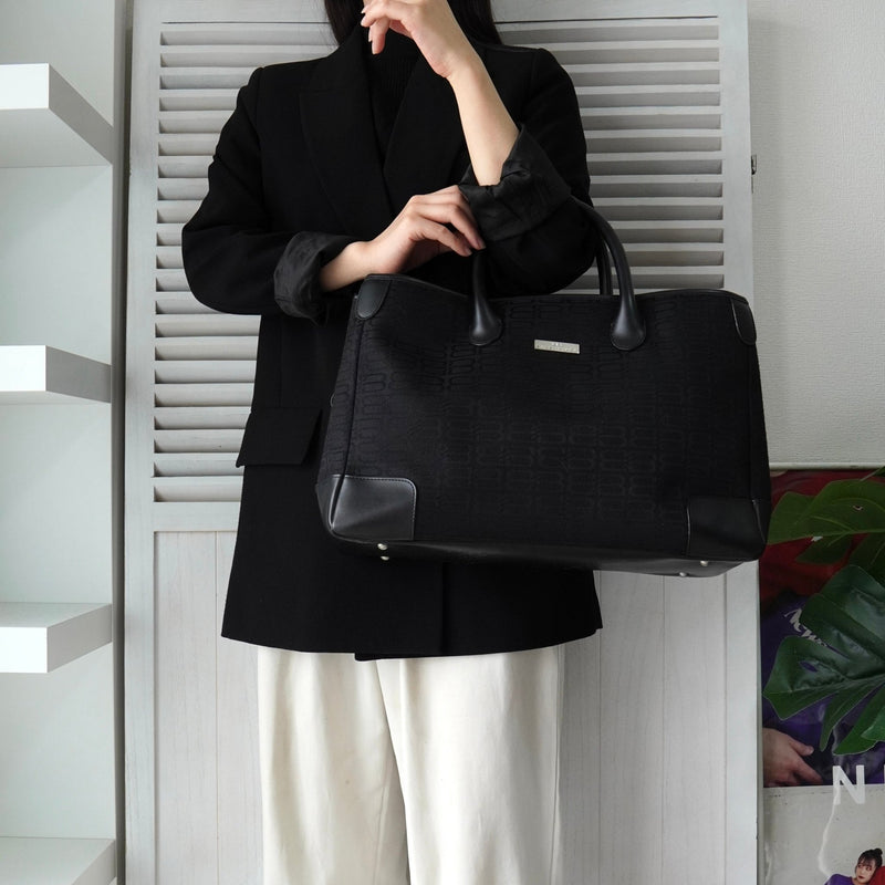 バレンシアガ BBロゴ キャンバス / レザー ハンドバッグ ブラック - NEWSED