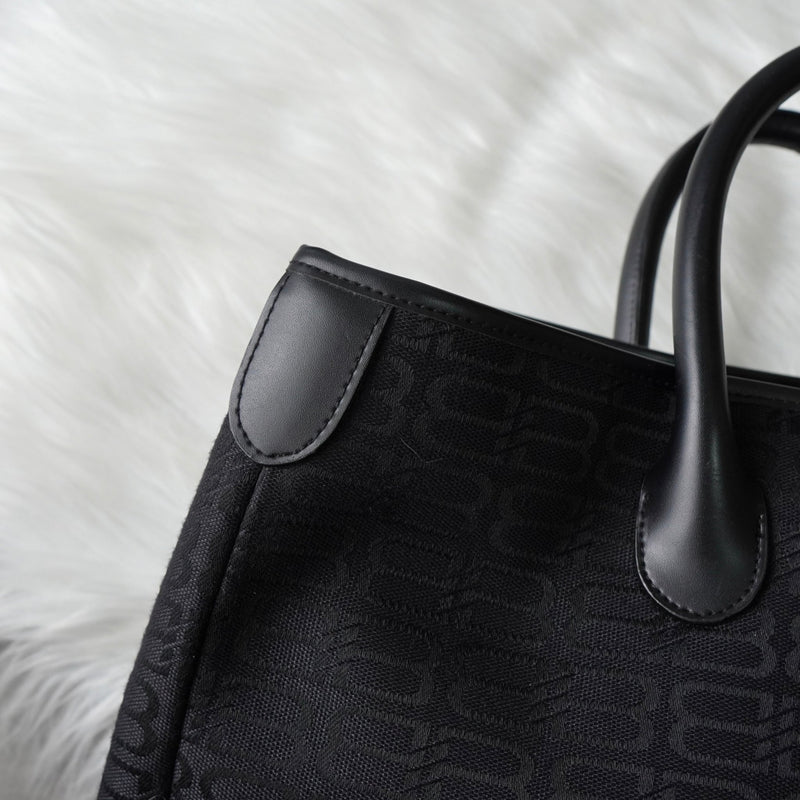 バレンシアガ BBロゴ キャンバス / レザー ハンドバッグ ブラック - NEWSED