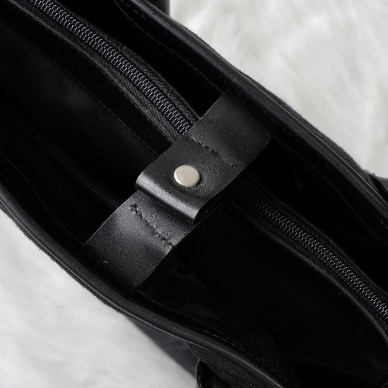 バレンシアガ BBロゴ キャンバス / レザー ハンドバッグ ブラック - NEWSED