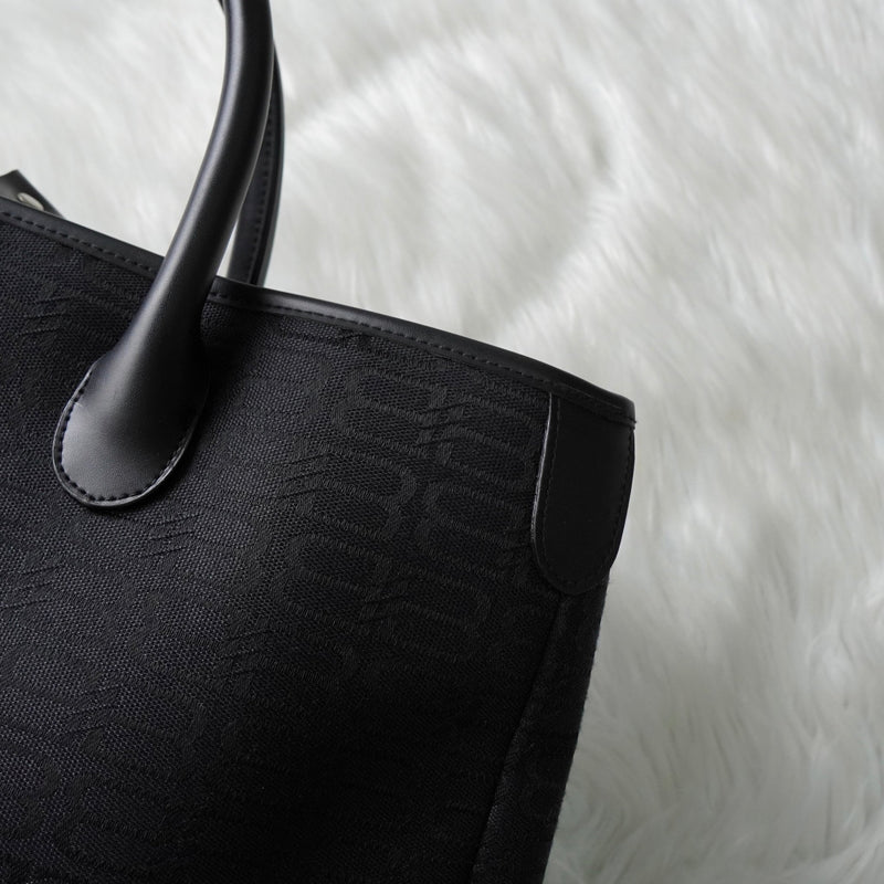 バレンシアガ BBロゴ キャンバス / レザー ハンドバッグ ブラック - NEWSED