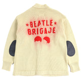 バウワウ BEATLE MANIA CARDIGAN レザーエルボーパッチ Vネック カーディガン ベージュ XL メンズ - NEWSED