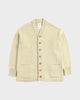 バウワウ BEATLE MANIA CARDIGAN レザーエルボーパッチ Vネック カーディガン ベージュ XL メンズ