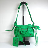 バレンシアガ ネオカゴール レザー 2way ハンドバッグ ショルダーバッグ ネオングリーン