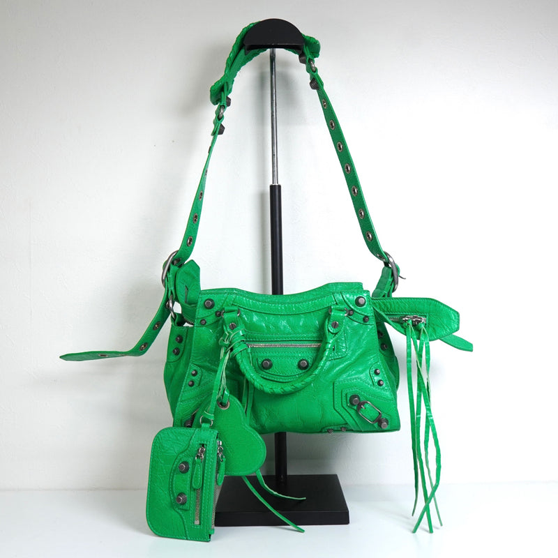 バレンシアガ ネオカゴール レザー 2way ハンドバッグ ショルダーバッグ ネオングリーン