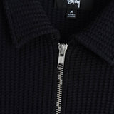 ステューシー Big Thermal Zip Shirt ワンポイントロゴ フルジップ サーマル ブラック メンズ - NEWSED