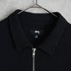 ステューシー Big Thermal Zip Shirt ワンポイントロゴ フルジップ サーマル ブラック メンズ