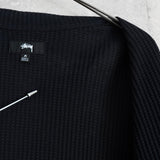 ステューシー Big Thermal Zip Shirt ワンポイントロゴ フルジップ サーマル ブラック メンズ - NEWSED