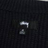 ステューシー Big Thermal Zip Shirt ワンポイントロゴ フルジップ サーマル ブラック メンズ