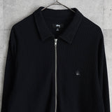 ステューシー Big Thermal Zip Shirt ワンポイントロゴ フルジップ サーマル ブラック メンズ - NEWSED