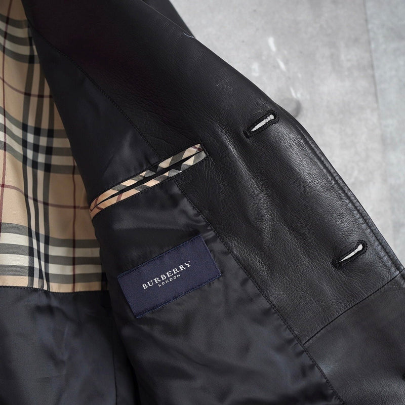 Black Leather Tailored Jacket - NEWSED