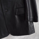 Black Leather Tailored Jacket - NEWSED