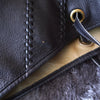 Black leather tote bag