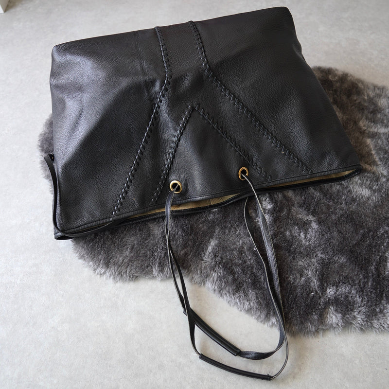 Black leather tote bag - NEWSED