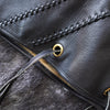 Black leather tote bag