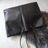 Black leather tote bag