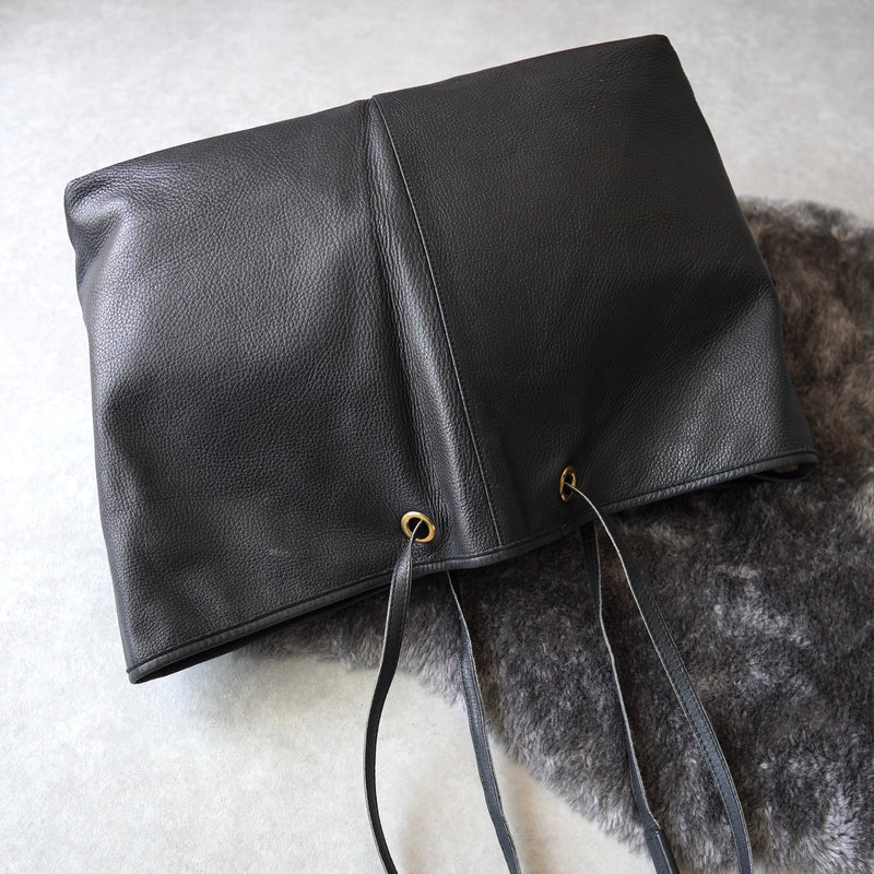 Black leather tote bag - NEWSED