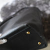 Black leather tote bag