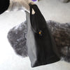 Black leather tote bag