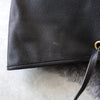 Black leather tote bag