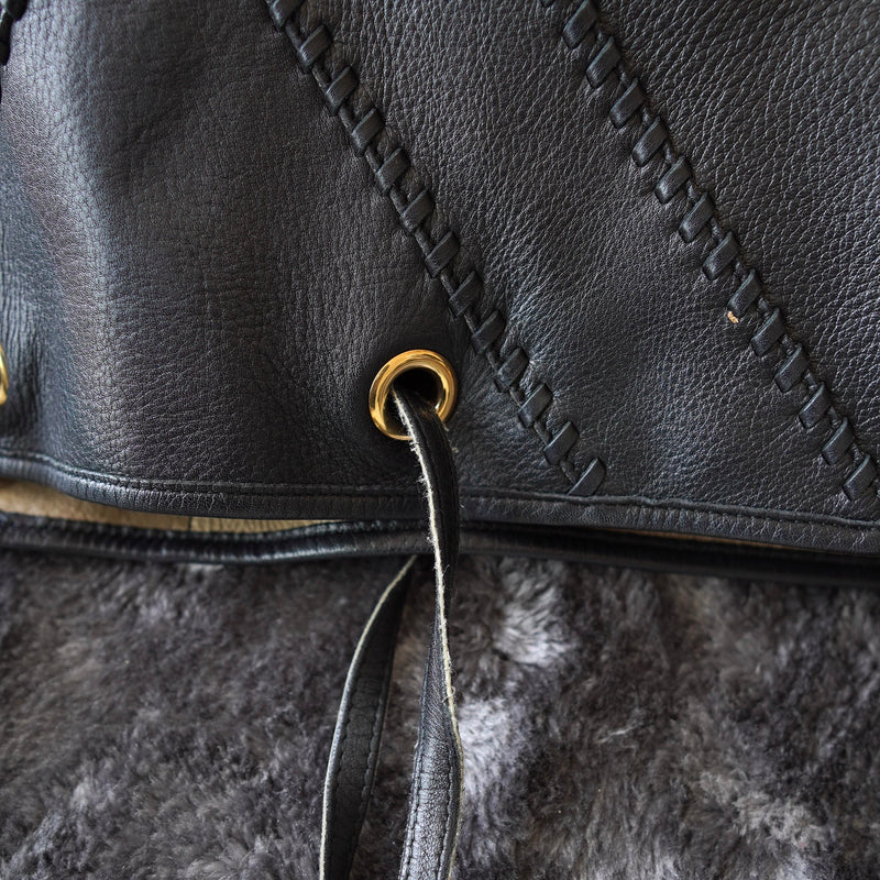 Black leather tote bag - NEWSED