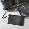 Black leather tote bag