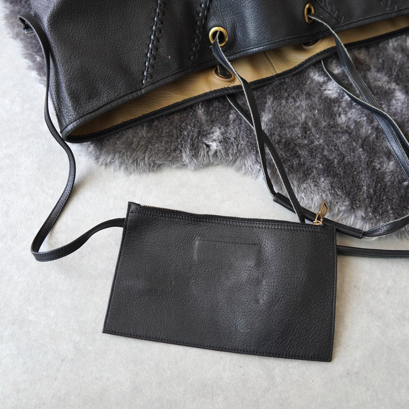 Black leather tote bag - NEWSED