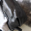 Black suede leather hand bag