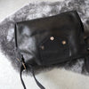 Black suede leather hand bag