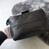 Black suede leather hand bag