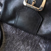 Black suede leather hand bag