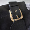 Black suede leather hand bag