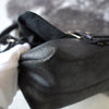 Black suede leather hand bag