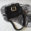 Black suede leather hand bag