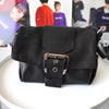 Black suede leather hand bag