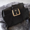 Black suede leather hand bag