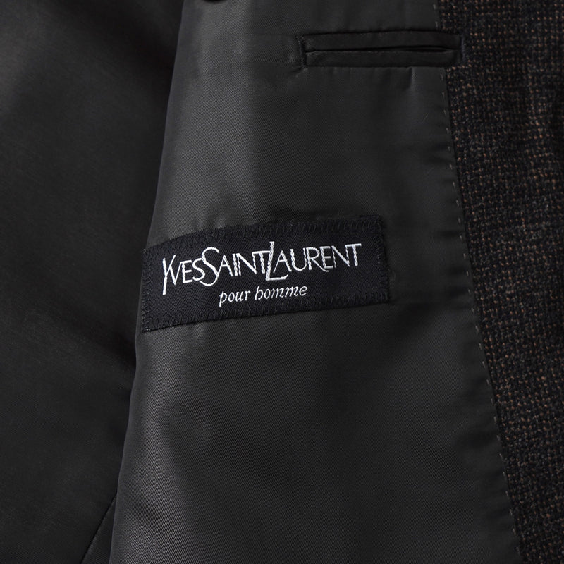 イヴサンローラン ツイード テーラードジャケット ブラウン