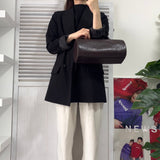 セリーヌ Cマカダム レザー ミニドラムバッグ ハンドバッグ 肩掛け ブラウン - NEWSED