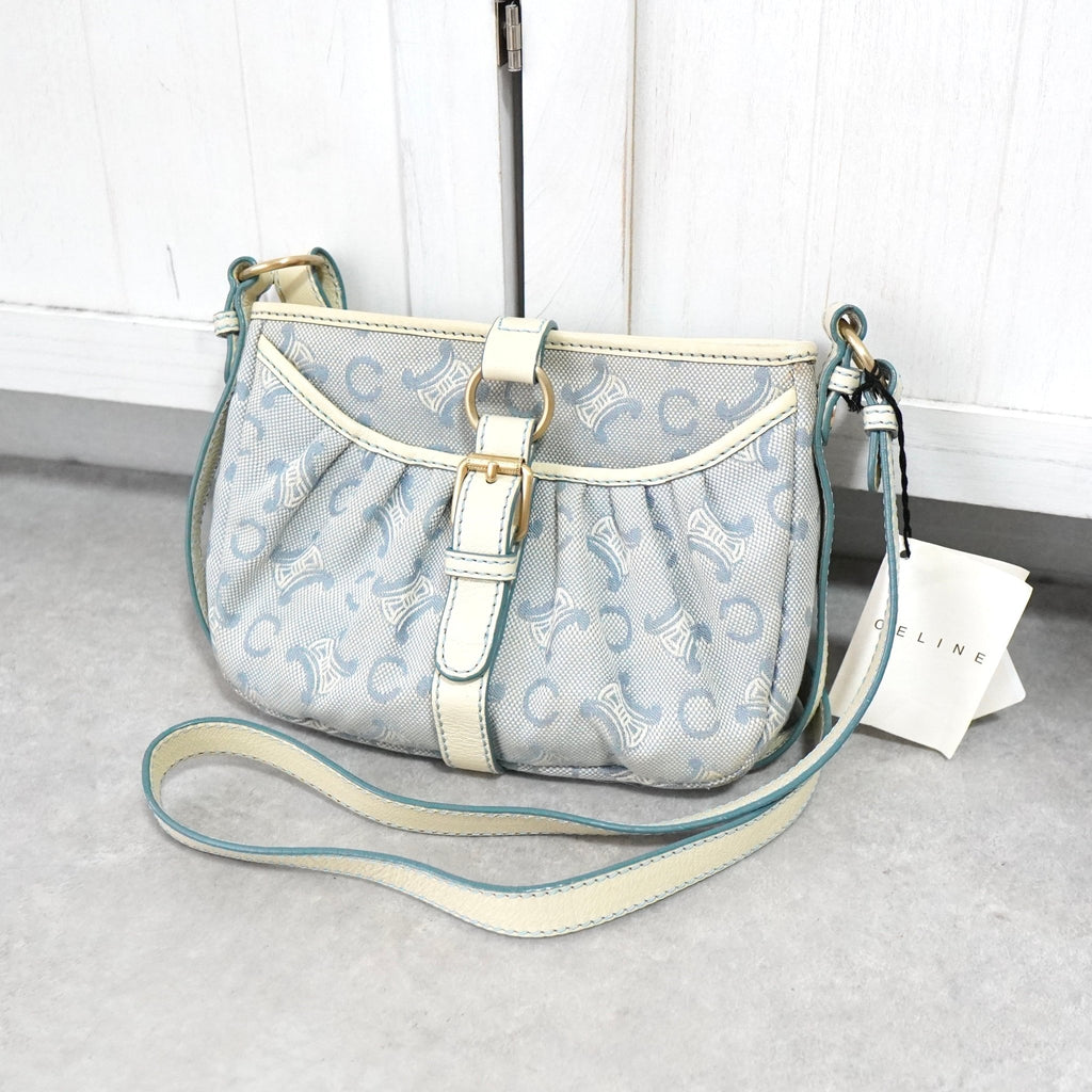 マ*家様 CELINE パリマカダム 肩掛けショルダーバッグ 青色 キャンバス CELINE（セリーヌ） パリマカダム ハンドバッグ ワンショルダーバッグ