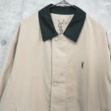 イヴ サンローラン ヴィンテージ YSLロゴ ブルゾン ジャケット ベージュ / モスグリーン