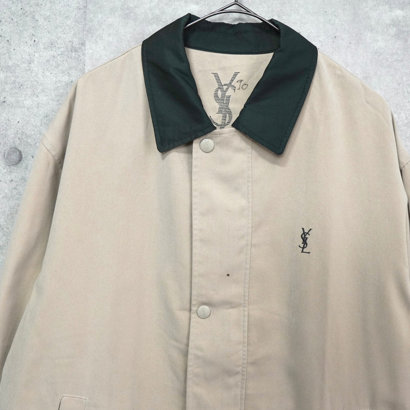 イヴ サンローラン ヴィンテージ YSLロゴ ブルゾン ジャケット ベージュ / モスグリーン