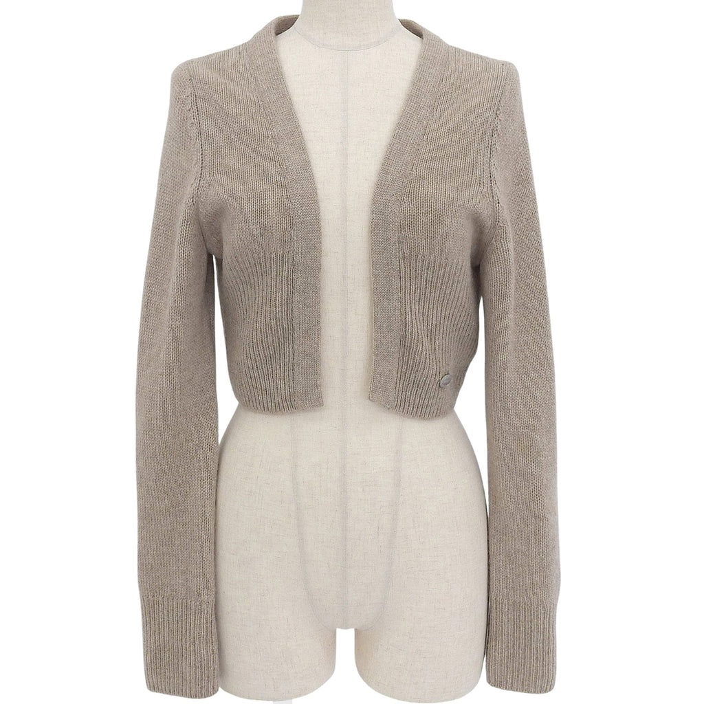 フォクシー Cardigan Little ロゴプレート付き ボレロ カーディガン ベージュ 42 レディース