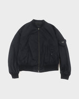 プラダ Re-Nylon トライアングルロゴ 三角プレート ジップアップ ボンバージャケット ブラック S メンズ